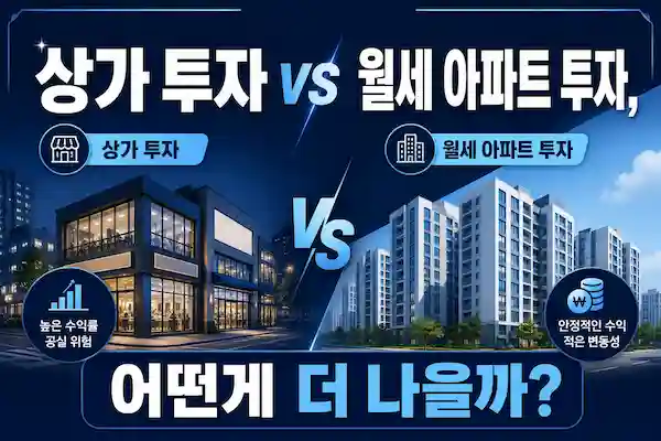 상가 투자 vs 월세 아파트 투자, 월세 수익을 원한 다면 어떤 선택이 더 유리할까?
