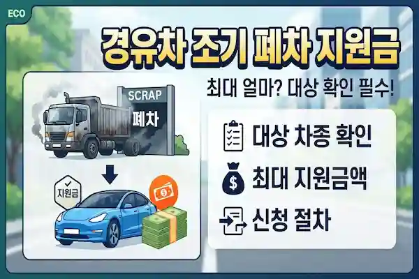 경유차 조기 폐차 지원금 2026 총 정리! 최대 수백 만 원 지원 받는 신청 방법과 대상 조건